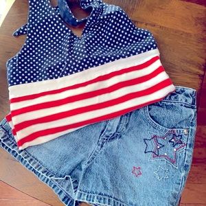 Patriotic halter shorts outfit